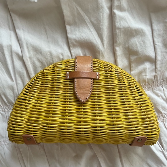 JCrew Purse Clutch Yellow Wicker Material - Picture 4 of 4